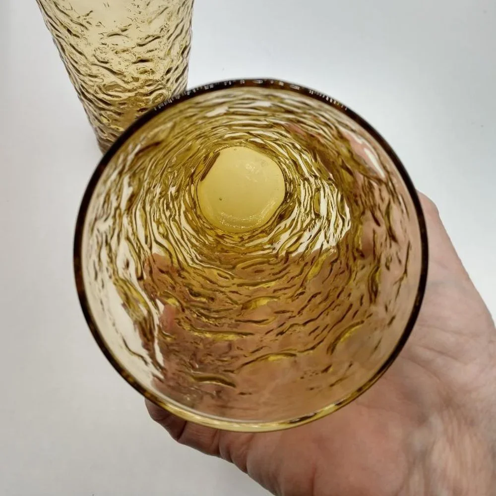 Anchor Hocking Milano Honey Gold Glasses - Mid Century Modern - Vintage